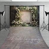 Aperturee - Aperturee Retro Black Wall Floral Frame Wedding Sweep Backdrop